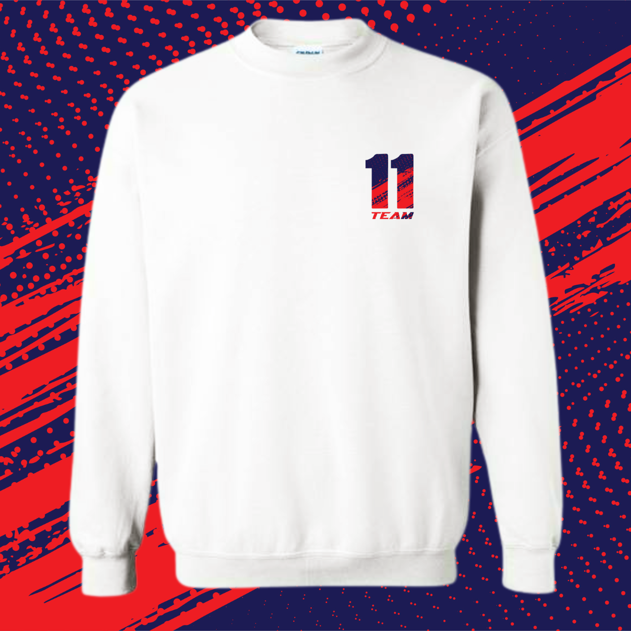 Team 11 White USA Race Collection Crewneck